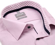 Olymp Comfort Fit – košile s úzkým růžovo-červeným proužkem a vnitřním límcem - krátký rukáv