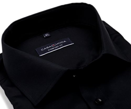 Casa Moda Comfort Fit Twill – luxusná čierna košeľa - predĺžený rukáv