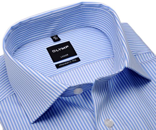Olymp Modern Fit Twill – košile se světle modrým proužkem