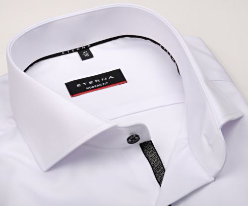 Eterna Modern Fit Twill Cover - luxusní bílá neprůhledná košile s černo-šedou vnitřní légou Eterna Modern Fit Twill Cover - luxusní bílá neprůhledná košile s černo-šedou vnitřní légou
