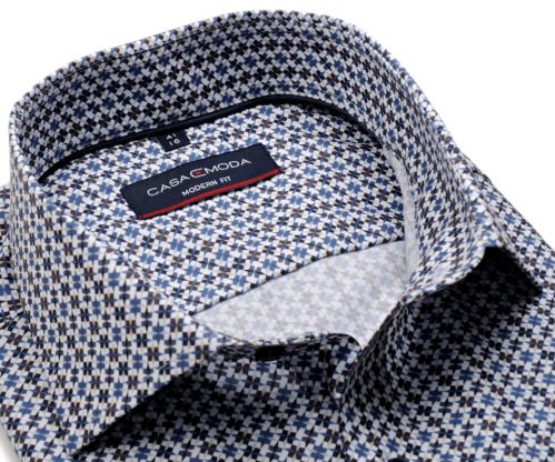 Casa Moda Modern Fit Premium – košile s modro-hnědým vzorem