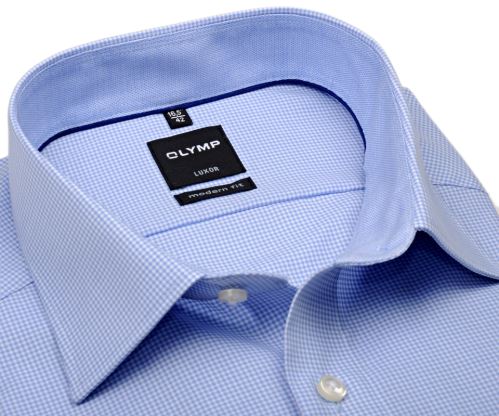 Olymp Luxor Modern Fit – košile se světle modrým minikárem s vnitřním límcem a manžetou