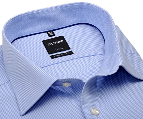 Olymp Luxor Modern Fit – košile se světle modrým minikárem s vnitřním límcem a manžetou