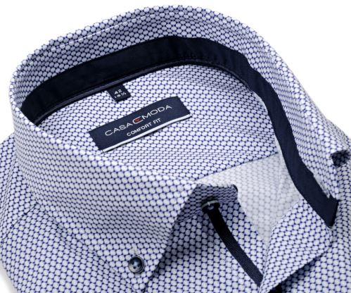 Casa Moda Comfort Fit Premium – modro-biela košeľa s malými šestiúholníčkami - extra predĺžený rukáv