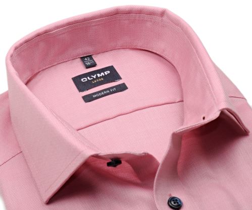 Olymp Modern Fit – rosé košeľa s jemnou štruktúrou - krátky rukáv