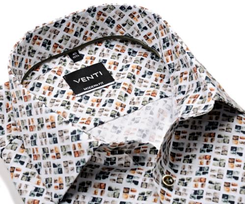Venti Modern Fit – košeľa s mozaikovým štvorčekovým vzorom