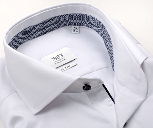 Eterna 1863 Slim Fit Twill - luxusní bílá košile se zdobeným vnitřním límcem