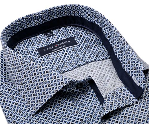 Casa Moda Comfort  Fit – košile s modrými čtverečky a vnitřním límcem - extra prodloužený rukáv