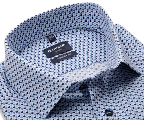 Olymp Modern Fit – košeľa s modrým vzorom krúžku - predĺžený rukáv