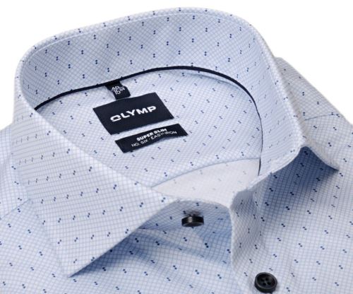 Olymp Super Slim Twill – košile se světle modrou kostičkou a drobným vzorem Olymp Super Slim Twill – košile se světle modrou kostičkou a drobným vzorem