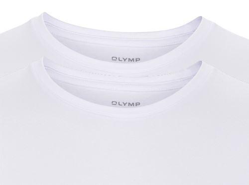 Bílé elastické body fit tričko Olymp Level Five s krátkým rukávem - kulatý výstřih - výhodné balení 2 ks