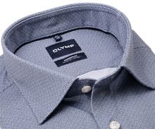 Olymp Modern Fit 24/Seven – luxusná elastická tmavomodrá košeľa s drobným obdĺžníkovým vzorom
