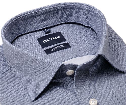Olymp Modern Fit 24/Seven – luxusní elastická tmavomodrá košile s drobným obdélníčkovým vzorem Olymp Modern Fit 24/Seven – luxusní elastická tmavomodrá košile s drobným obdélníčkovým vzorem