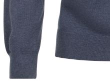 Bavlnený pulóver na zips Casa Moda s krátkym stojáčikom – stredne modrý (3)