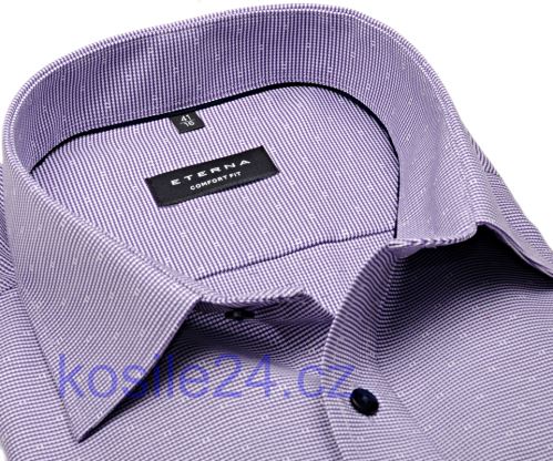 Eterna Comfort Fit – fialová košeľa s votkaným vzorom - predĺžený rukáv