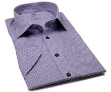 Marvelis Modern Fit – košile s malými růžovo-modrými šestiúhelníčky - krátký rukáv (1)