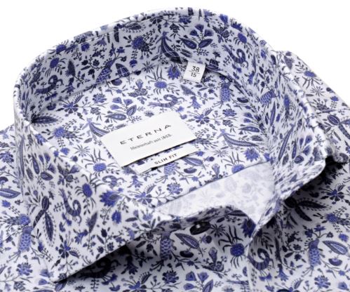Eterna Slim Fit – košeľa s modrým florálnym vzorom