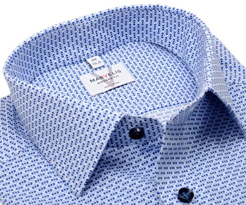 Marvelis Modern Fit – košile s malými čtverečky v odstínech modré - prodloužený rukáv Marvelis Modern Fit – košile s malými čtverečky v odstínech modré - prodloužený rukáv