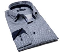 Casa Moda Comfort Fit Premium – košeľa s modrými obdĺžnikami a dvojitým golierom (1)