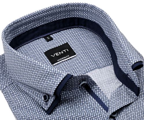 Venti Modern Fit – košeľa s modrými obdĺžnikami a dvojitým golierom - extra predĺžený rukáv