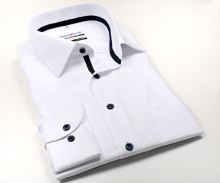 Marvelis Modern Fit Twill – luxusná biela košeľa s tmavomodrým vnútorným golierom a légou (1)