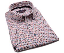 Casa Moda Casual Fit  – ľanová košeľa s farebnými štvorčekmi - krátky rukáv (1)