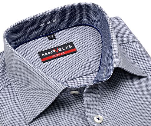 Marvelis Body Fit – košeľa s votkaným modrým vzorom a vnútorným golierom