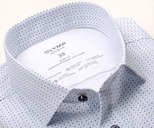 Olymp Level Five 24/Seven – elastická košeľa s modrými štvorčekmi - predĺžený rukáv