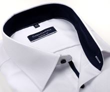 Casa Moda Comfort Fit – bílá košile se vzorem a tmavomodrým vnitřním límcem - extra prodloužený rukáv