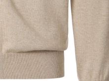 Bavlněný svetr na zip s krátkým stojáčkem Casa Moda – světle béžový (3)