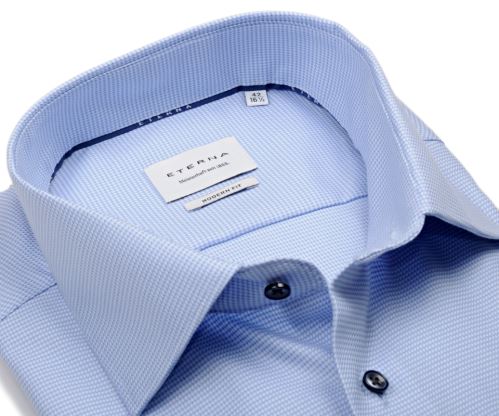 Eterna Modern Fit – košeľa so svetlomodrým votkaným vzorom - predĺžený rukáv