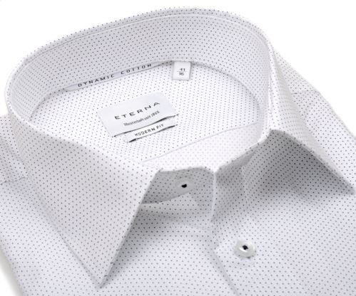 Eterna Modern Fit Dynamic Cotton – bílá košile s tmavomodrými puntíky Eterna Modern Fit Dynamic Cotton – bílá košile s tmavomodrými puntíky
