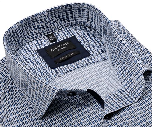 Olymp Super Slim – designová košile s modrými obdélníčky