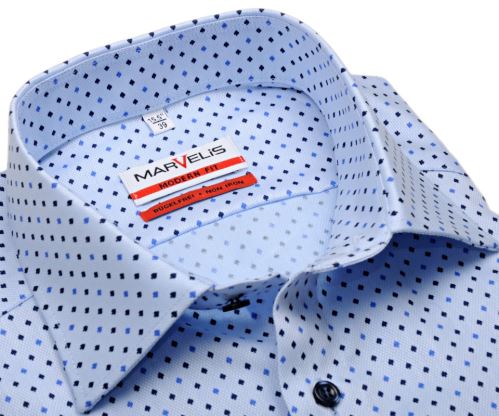 Marvelis Modern Fit – světle modrá košile s drobným vzorem piky - krátký rukáv