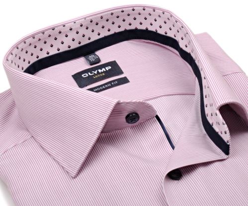 Olymp Modern Fit – košile s úzkým růžovo-červeným proužkem a vnitřním límcem - krátký rukáv Olymp Modern Fit – košile s úzkým růžovo-červeným proužkem a vnitřním límcem - krátký rukáv
