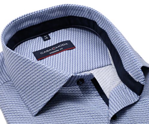 Casa Moda Modern Fit – košeľa s modrými krúžkami, vnútorným golierom a manžetou - predĺžený rukáv