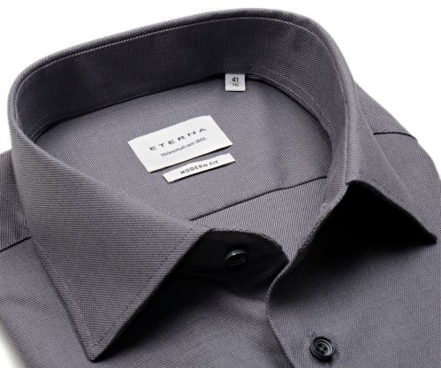 Eterna Modern Fit – šedá košile s kaskádovitým vzorem - krátký rukáv