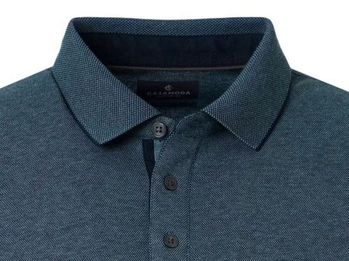 Polo tričko Casa Moda s límečkem a dlouhým rukávem – tyrkysově zelené