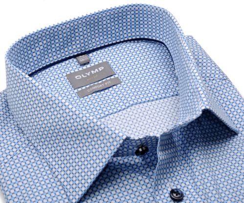 Olymp Comfort Fit – košeľa s modrými štvorčekmi - krátky rukáv