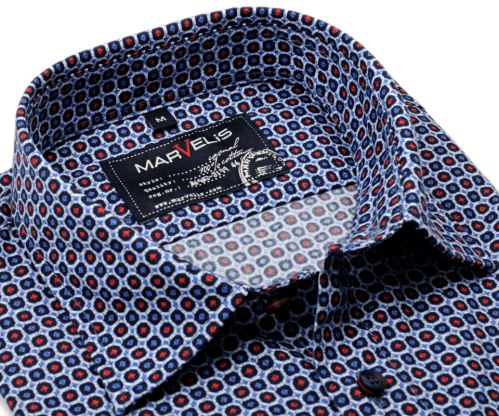 Marvelis Casual – košeľa s červeno-modrým vzorom - krátky rukáv