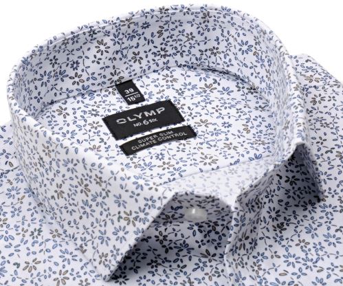 Olymp Super Slim Climate Control – košeľa s modro-béžovými kvíetkami - predĺžený rukáv Olymp Super Slim Climate Control – košeľa s modro-béžovými kvíetkami - predĺžený rukáv