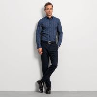 Olymp Super Slim – tmavomodrá košeľa s florálnym vzorom v svetlomodrej a červenej farbe (4)