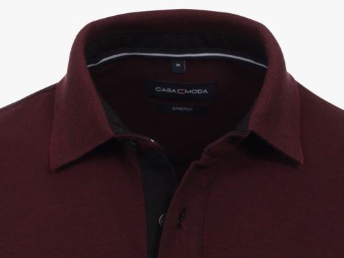 Polo tričko Casa Moda s límečkem a dlouhým rukávem – bordó