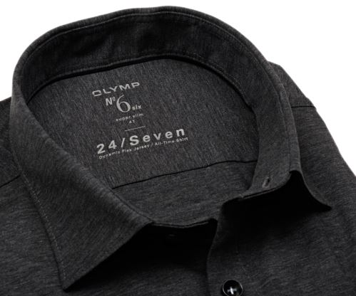 Olymp Super Slim 24/Seven – antracitová elastická košeľa
