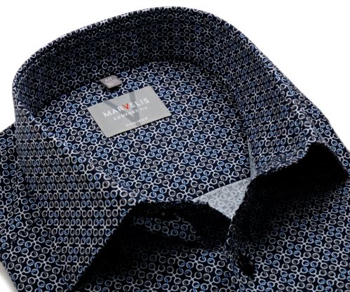 Marvelis Comfort Fit – tmavomodrá košile s kroužkovým vzorem