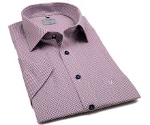 Marvelis Modern Fit – košile s malými červeno-modrými čtverečky - krátký rukáv (1)