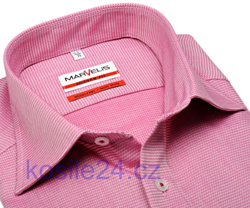 Marvelis Modern Fit – svetločervená košeľa s votkaným vzorom
