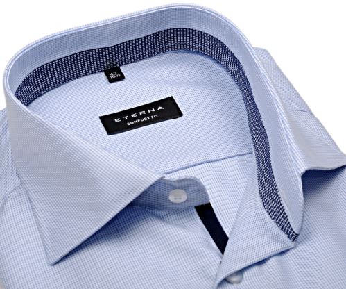 Eterna Comfort Fit Twill – světle modrá košile s modro-bílým vnitřním límcem - prodloužený rukáv