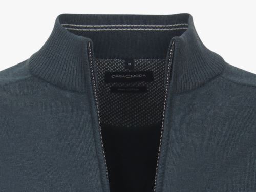 Bavlnený rozopínajúci pulóver Casa Moda – modro-sivý