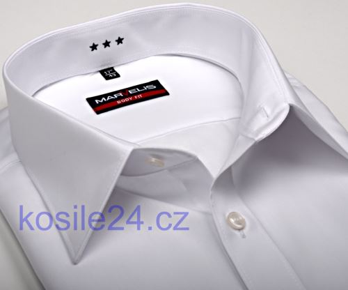Marvelis Body Fit – biela košeľa s italským golierom a rozdeľovacím stehom